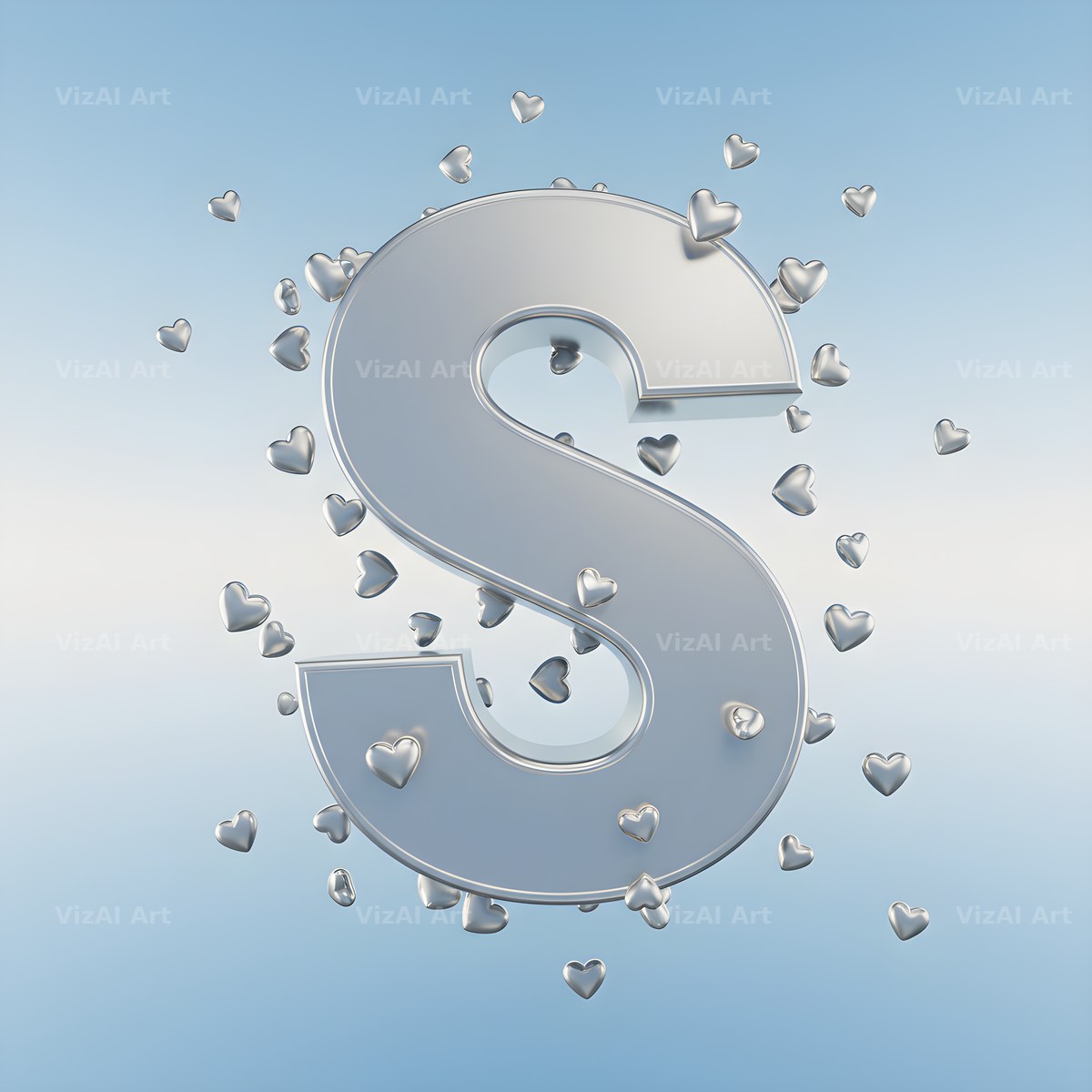 Silver Heart Frost alphabet letter S