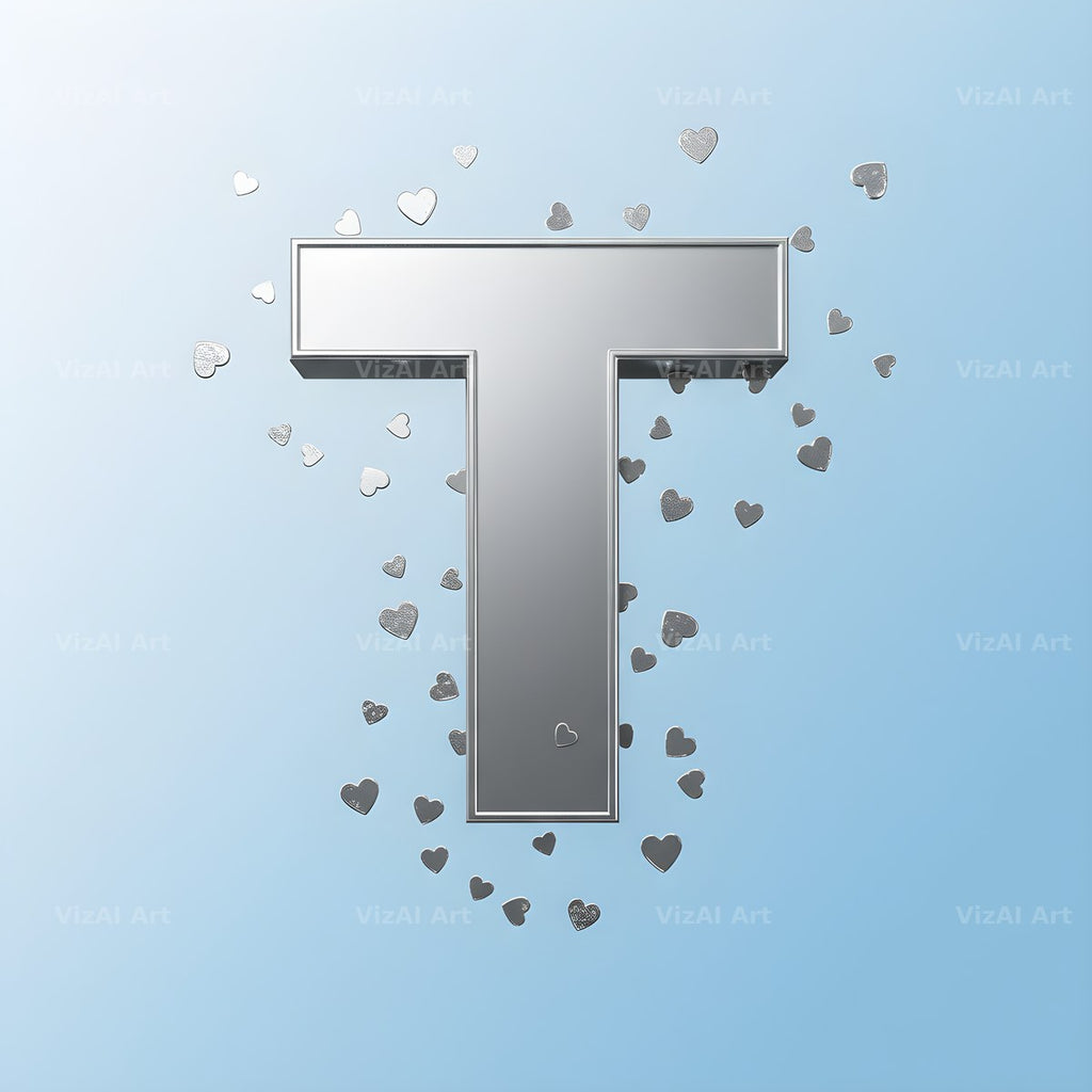 Silver Heart Frost alphabet letter T