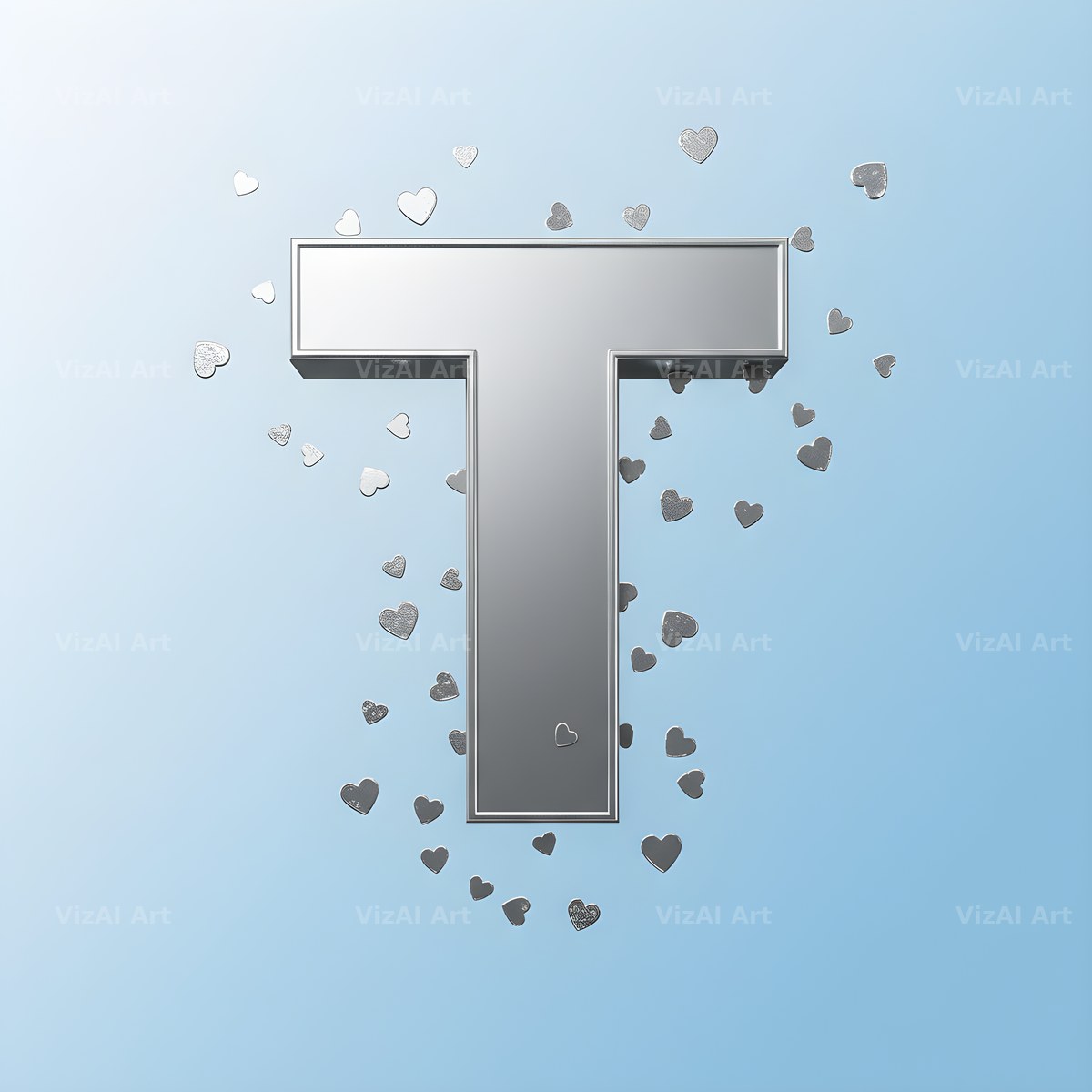 Silver Heart Frost alphabet letter T