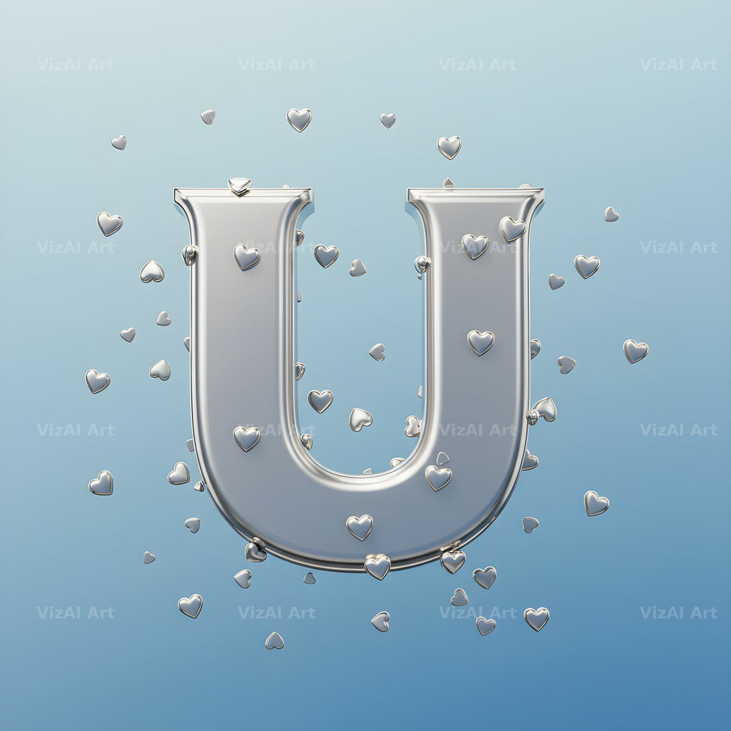 Silver Heart Frost alphabet letter U