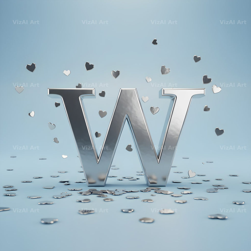 Silver Heart Frost alphabet letter W