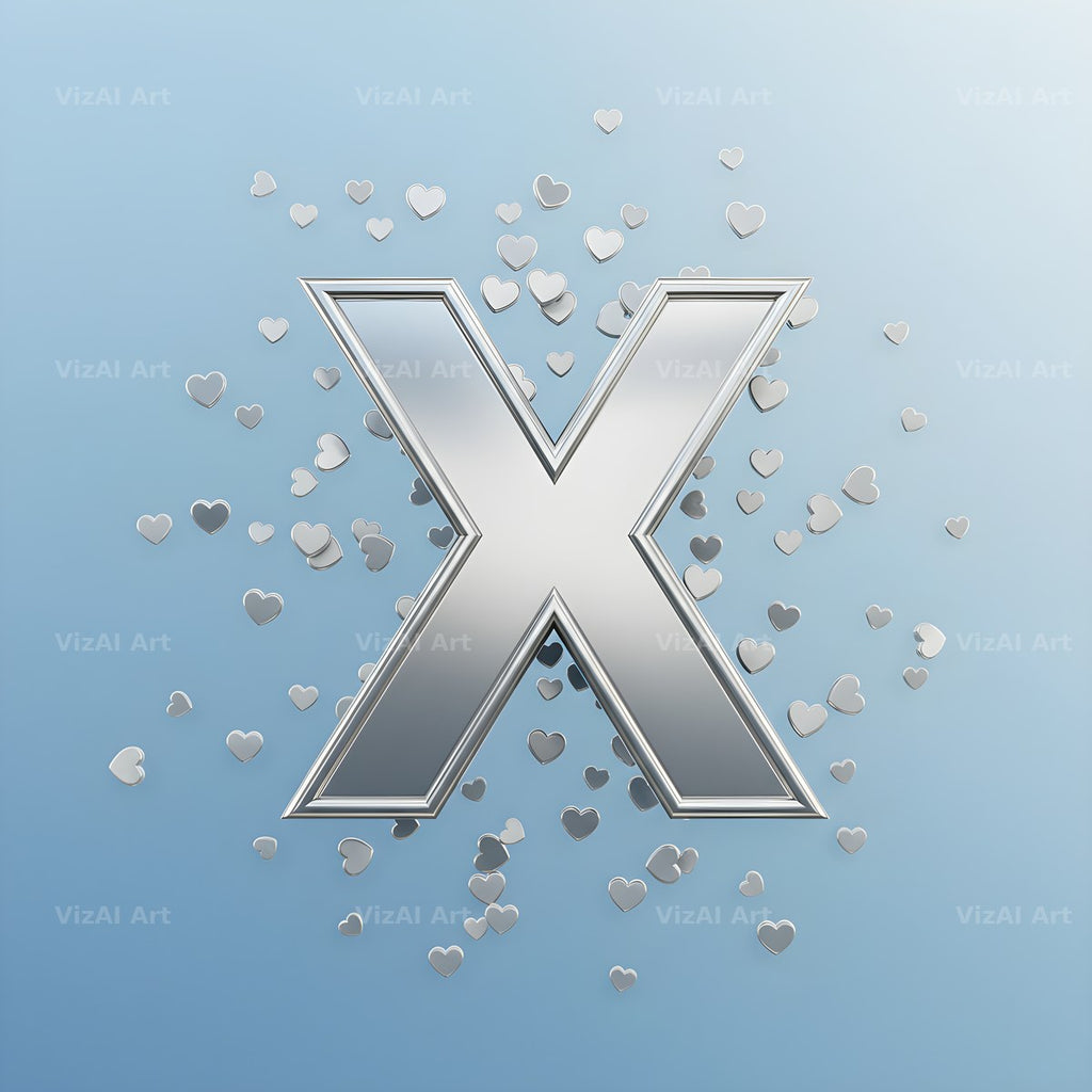 Silver Heart Frost alphabet letter X