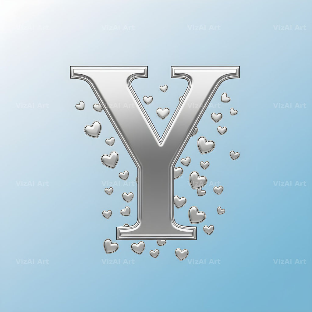 Silver Heart Frost alphabet letter Y
