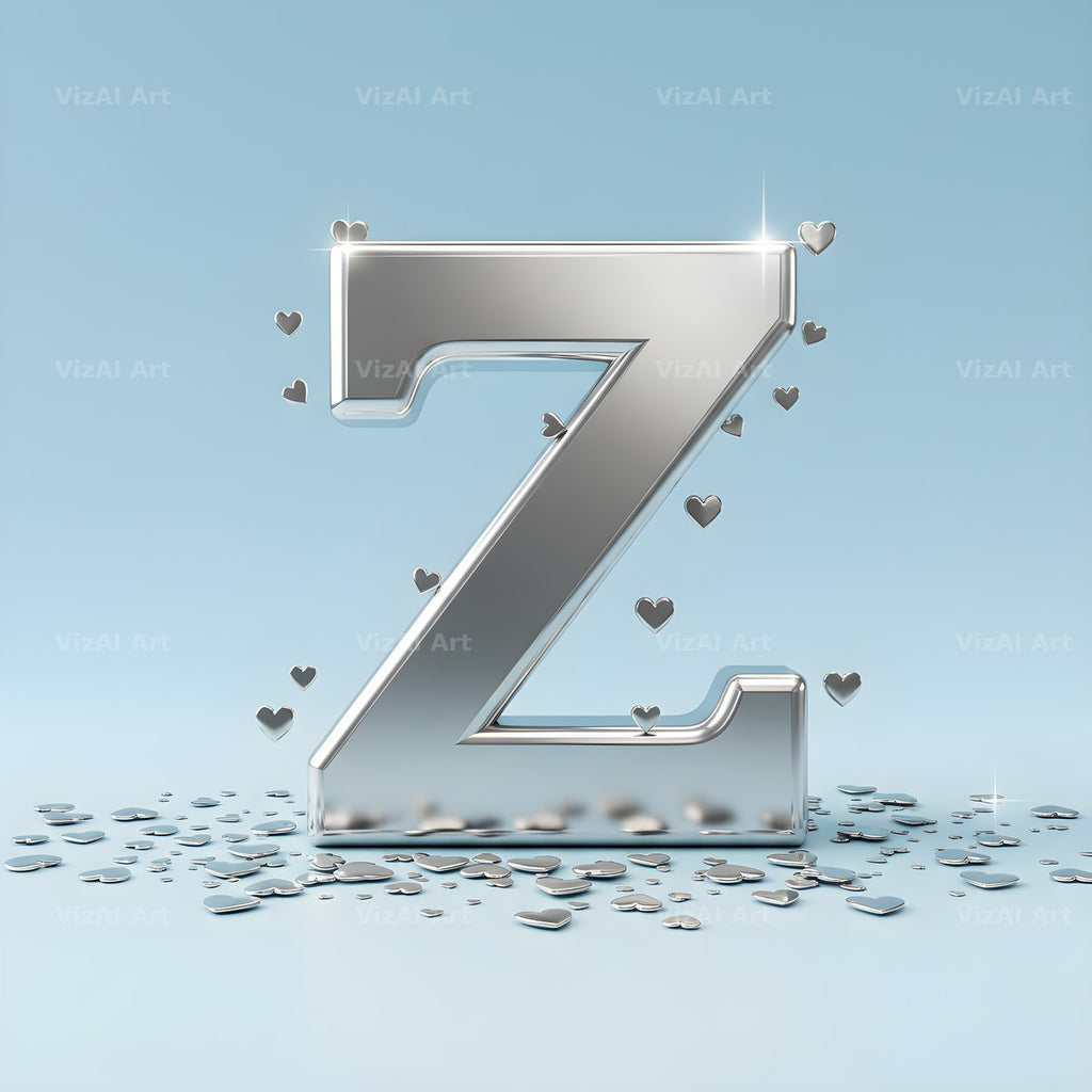 Silver Heart Frost alphabet letter Z