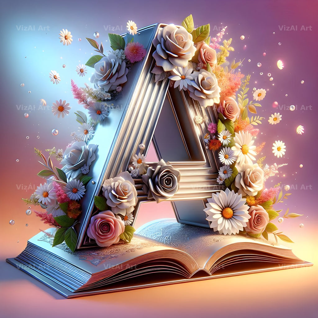 Silver Rose Storybook alphabet letter A