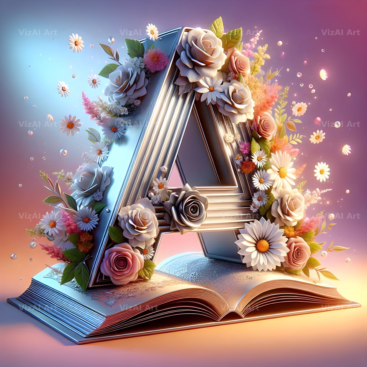 Silver Rose Storybook alphabet letter A