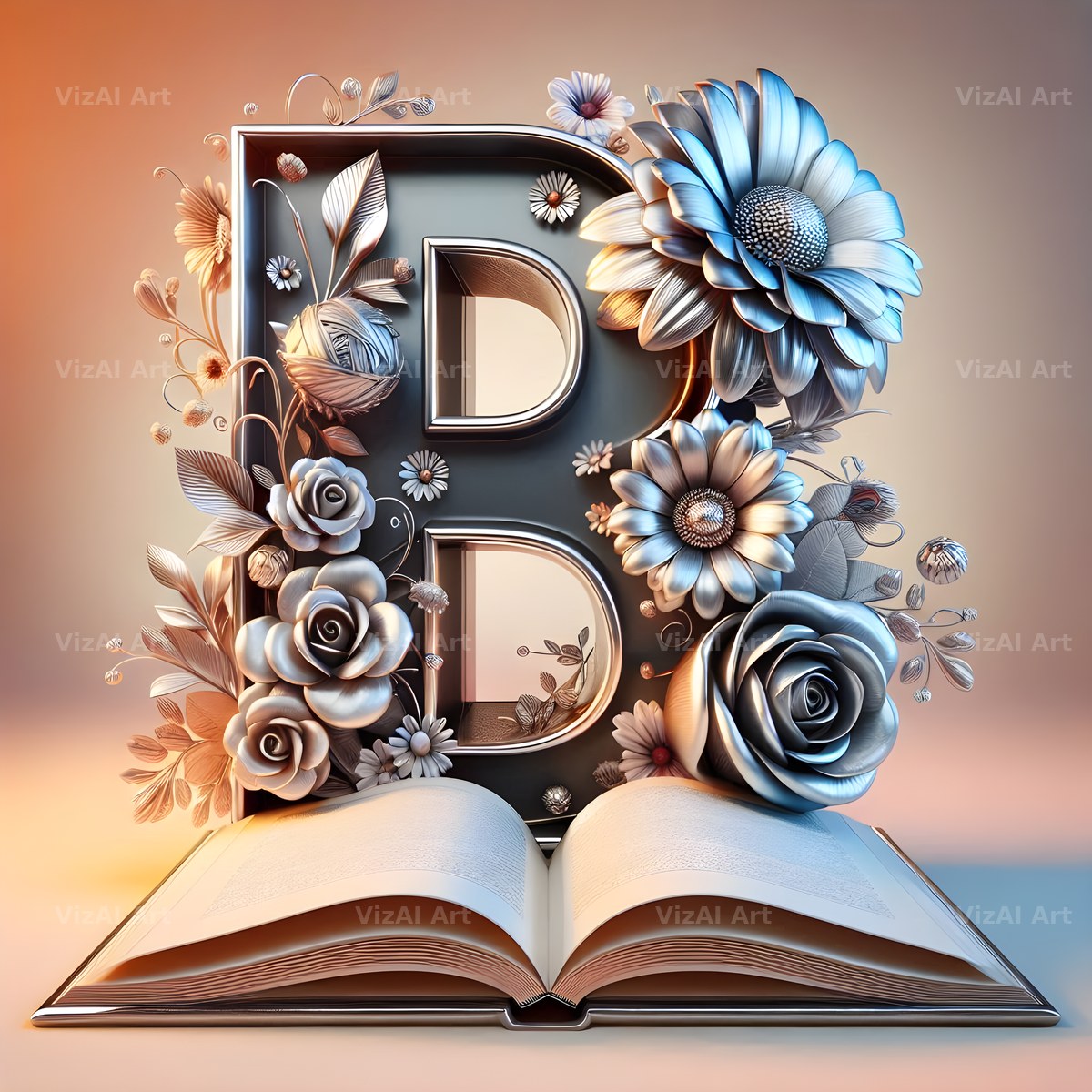 Silver Rose Storybook alphabet letter B