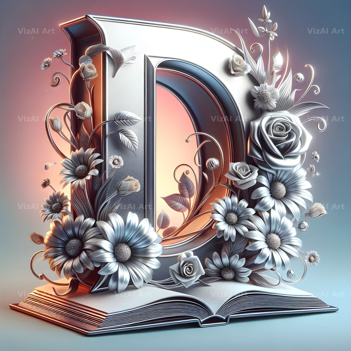 Silver Rose Storybook alphabet letter D