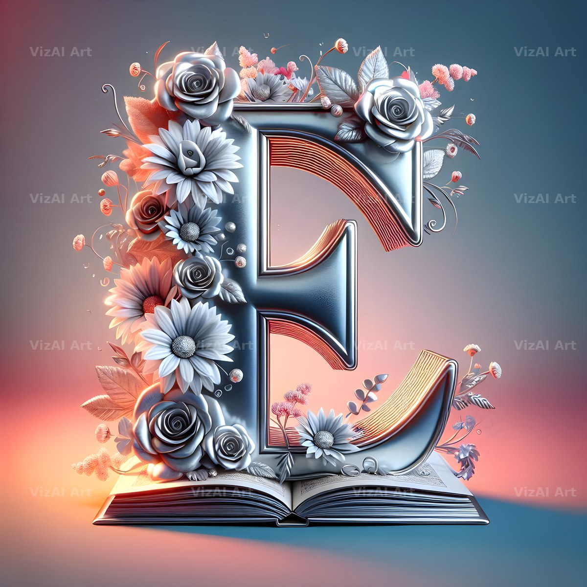 Silver Rose Storybook alphabet letter E