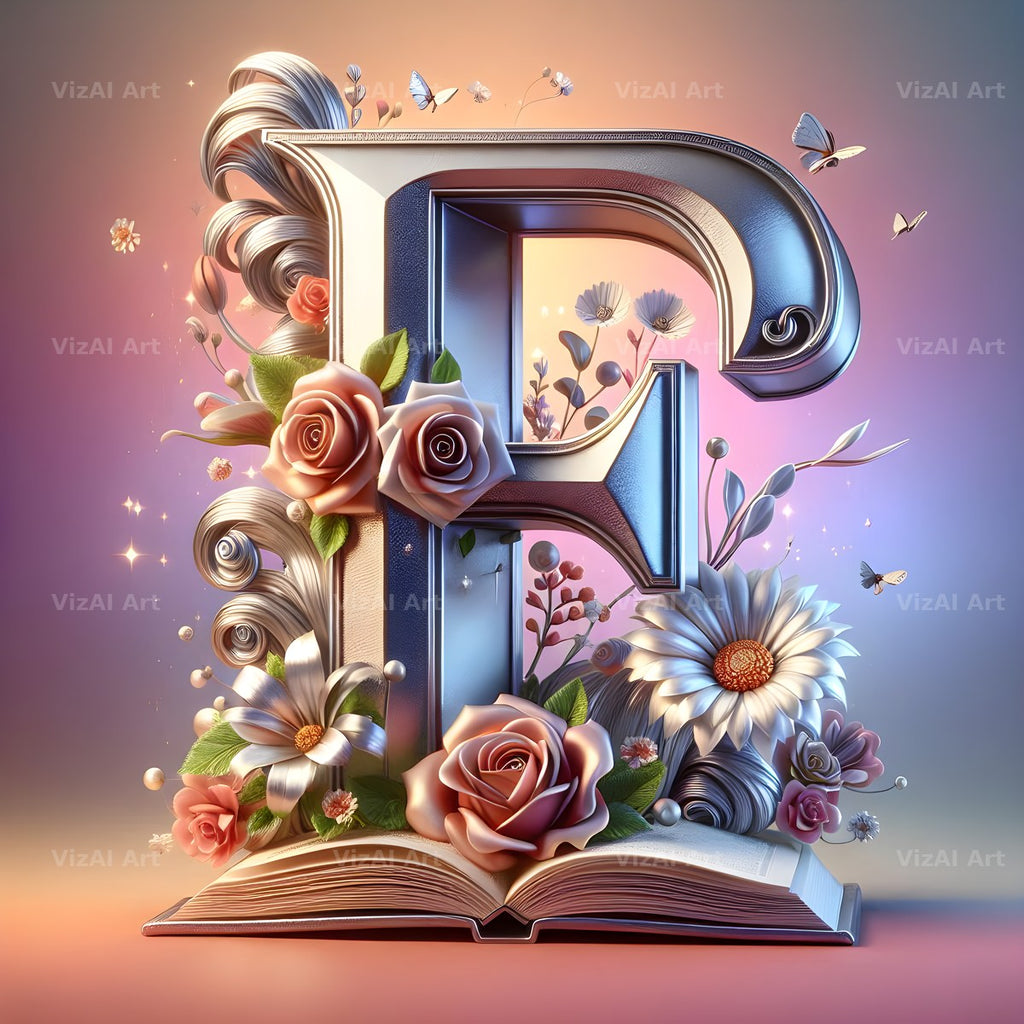 Silver Rose Storybook alphabet letter F