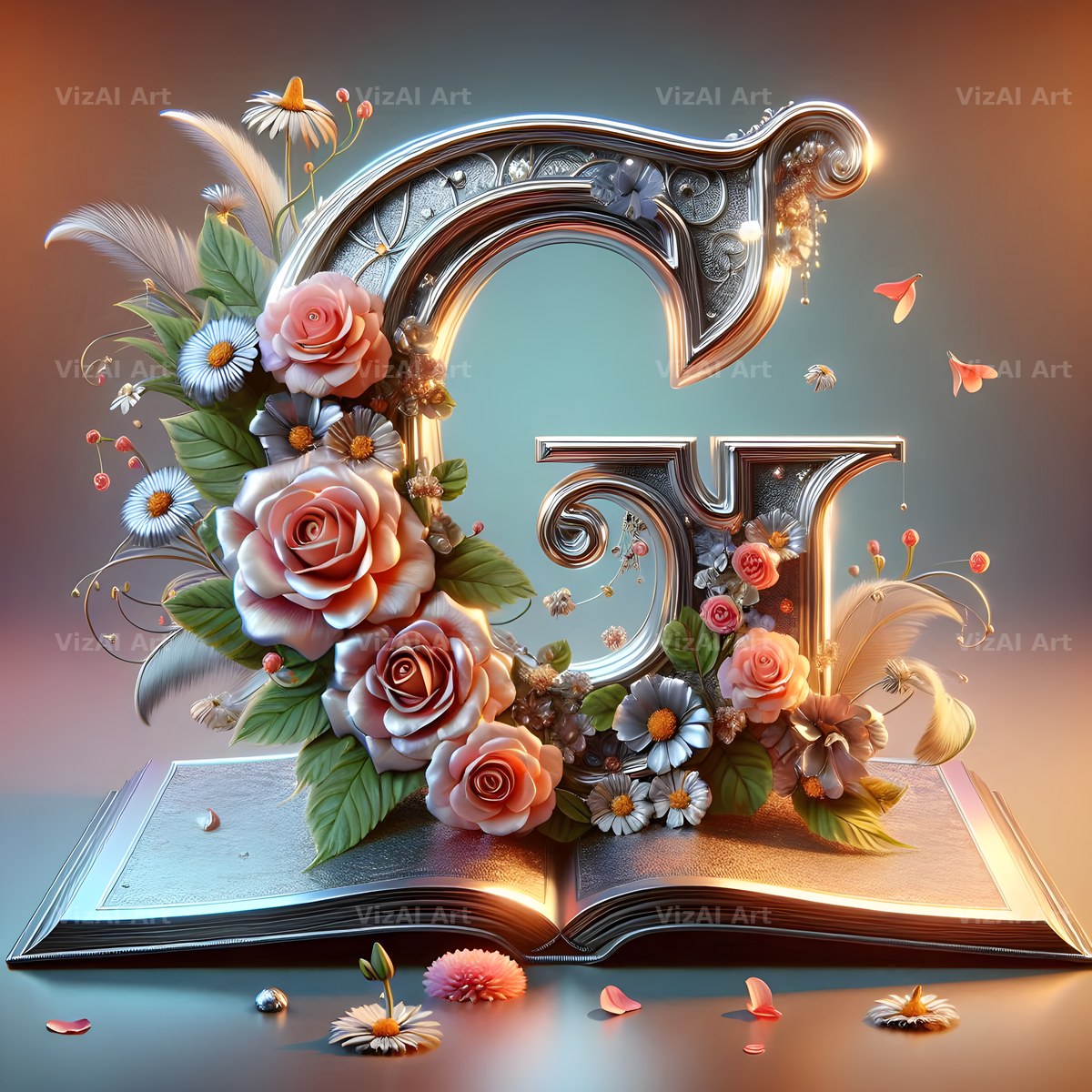 Silver Rose Storybook alphabet letter G