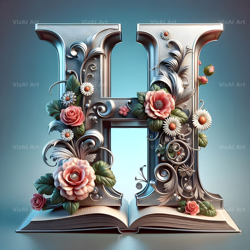 Silver Rose Storybook alphabet letter H