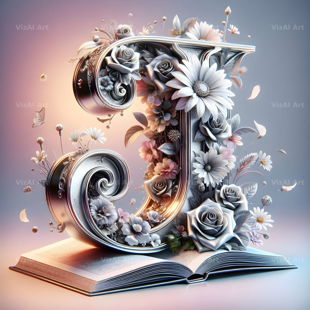 Silver Rose Storybook alphabet letter J