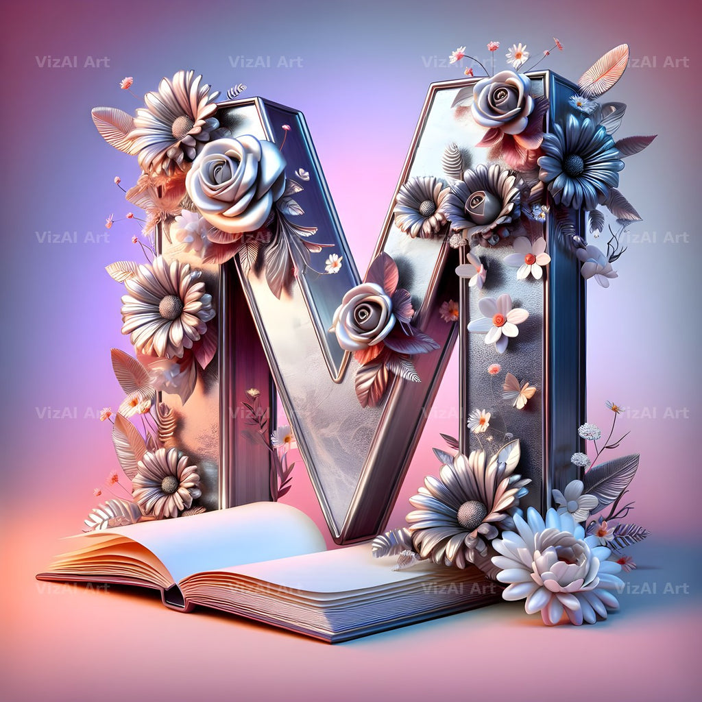 Silver Rose Storybook alphabet letter M