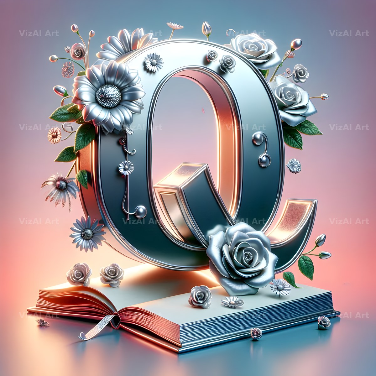 Silver Rose Storybook alphabet letter Q