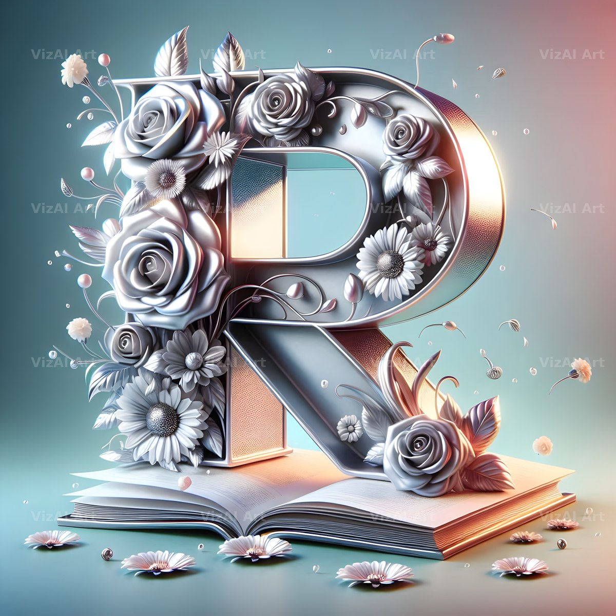 Silver Rose Storybook alphabet letter R