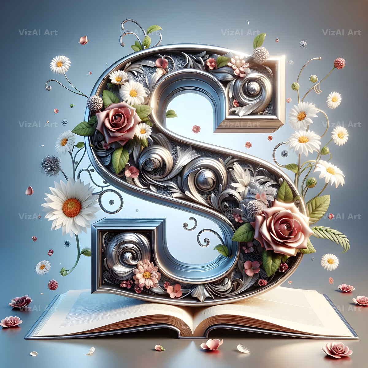 Silver Rose Storybook alphabet letter S
