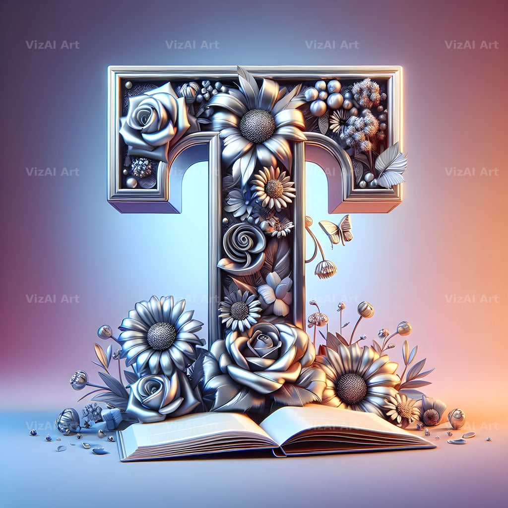 Silver Rose Storybook alphabet letter T