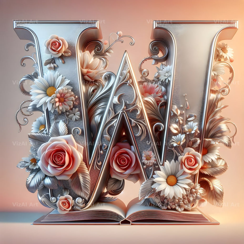 Silver Rose Storybook alphabet letter W
