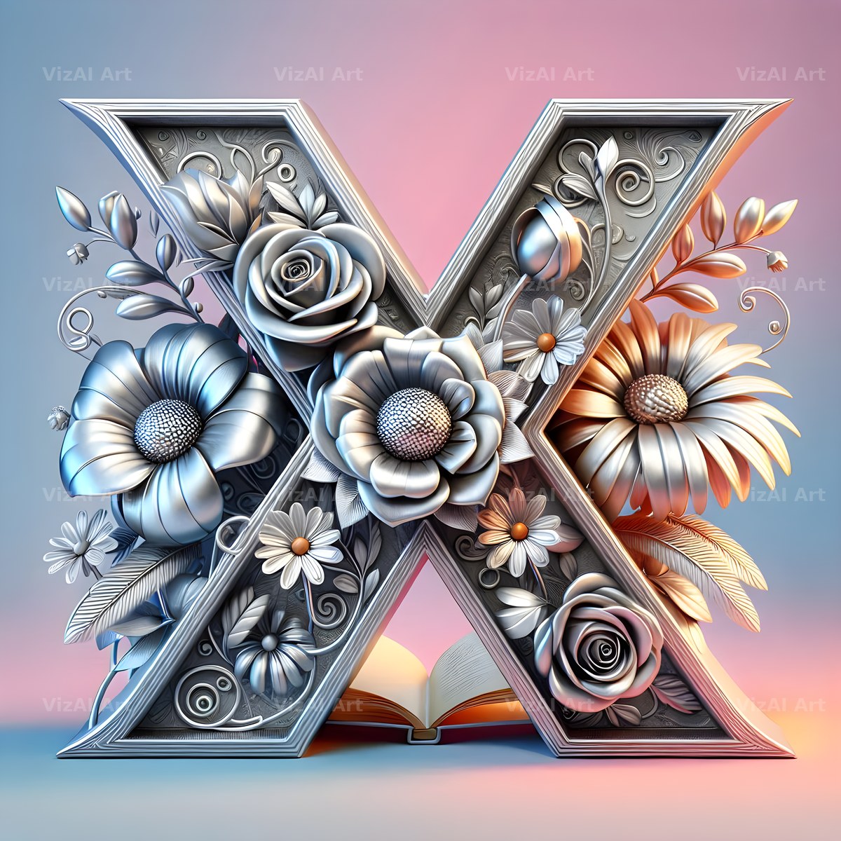 Silver Rose Storybook alphabet letter X