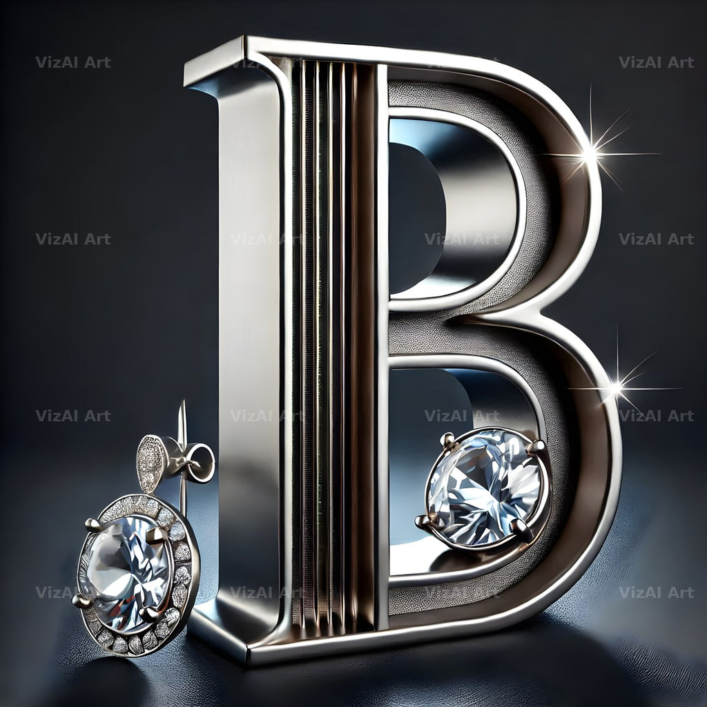 Silver Jewel Earring alphabet letter B