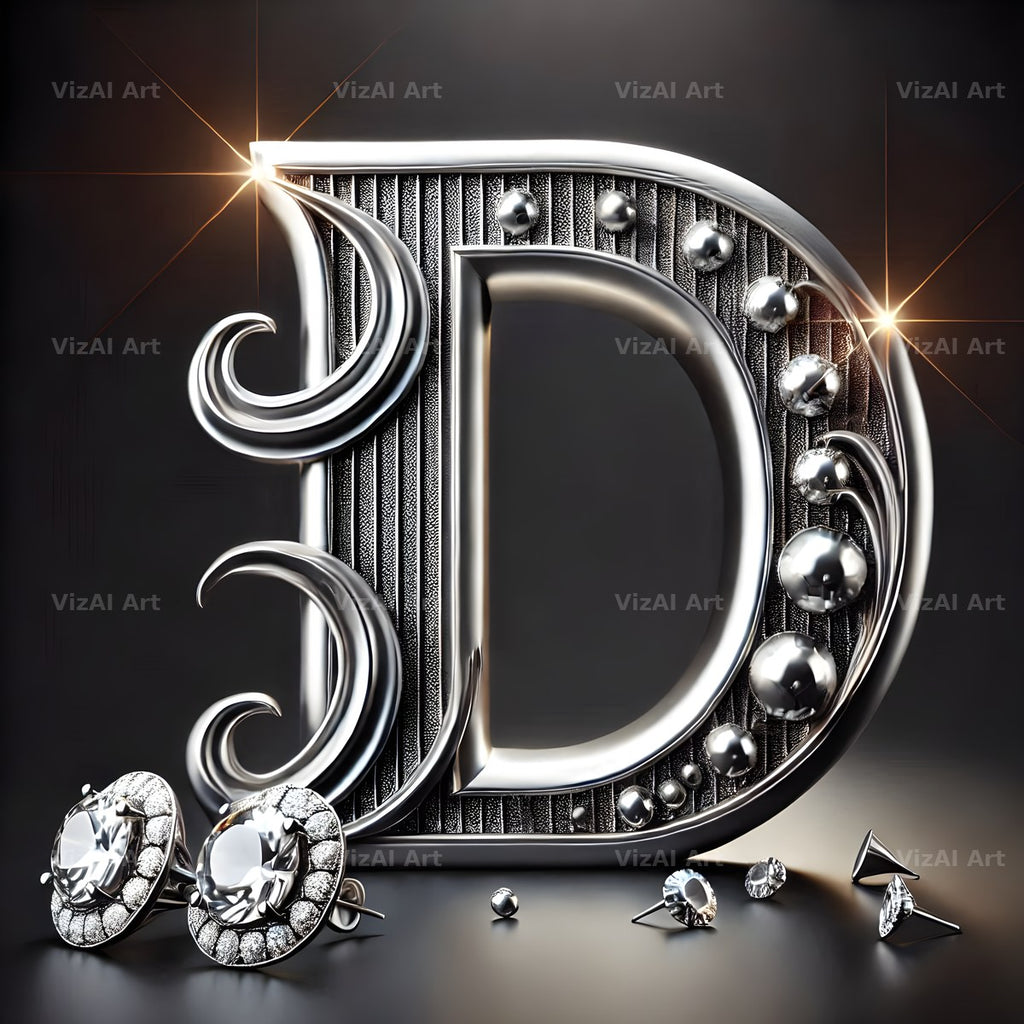 Silver Jewel Earring alphabet letter D