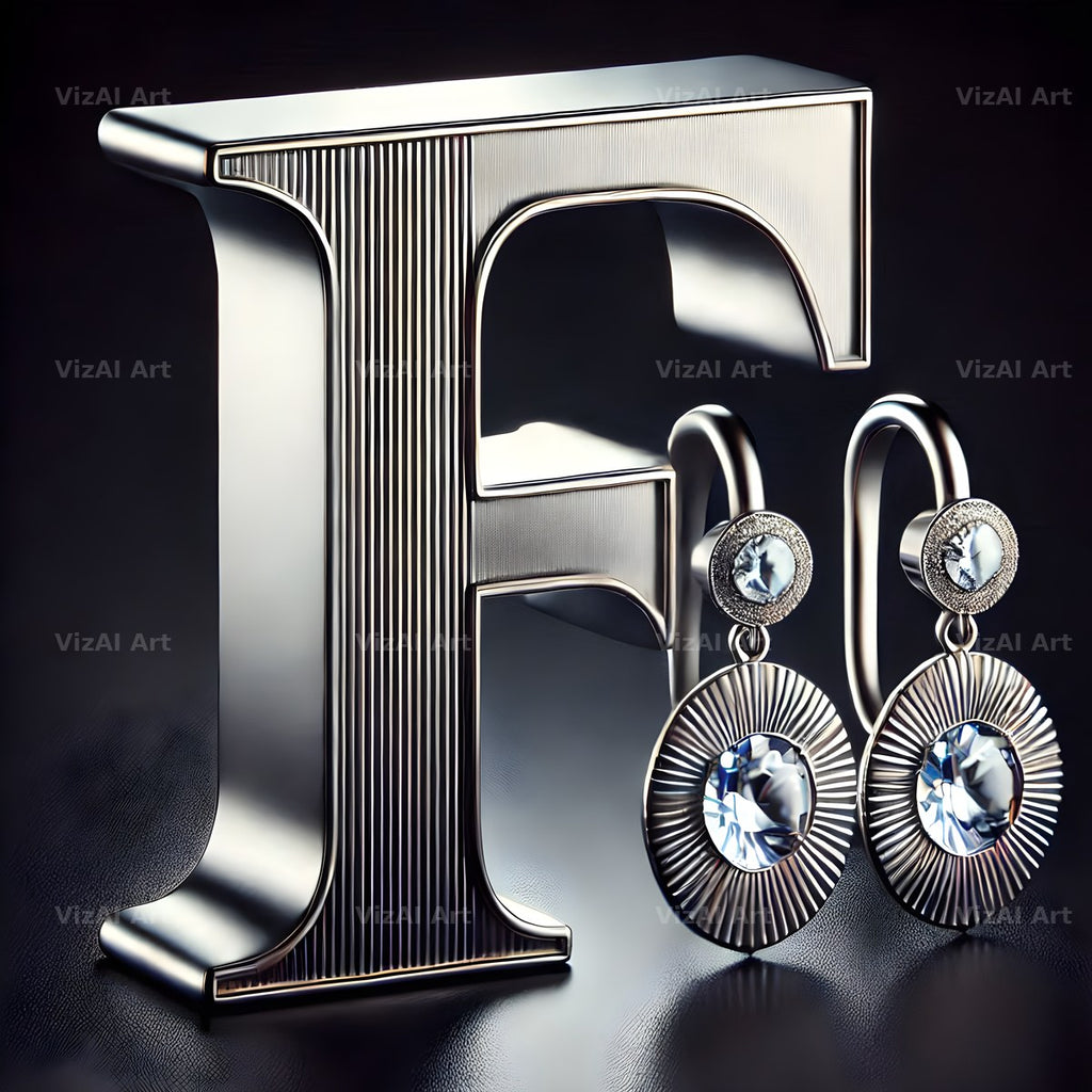 Silver Jewel Earring alphabet letter F