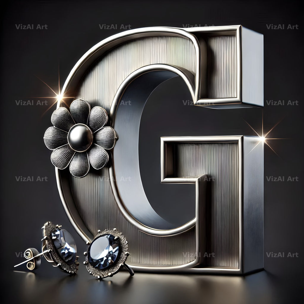Silver Jewel Earring alphabet letter G