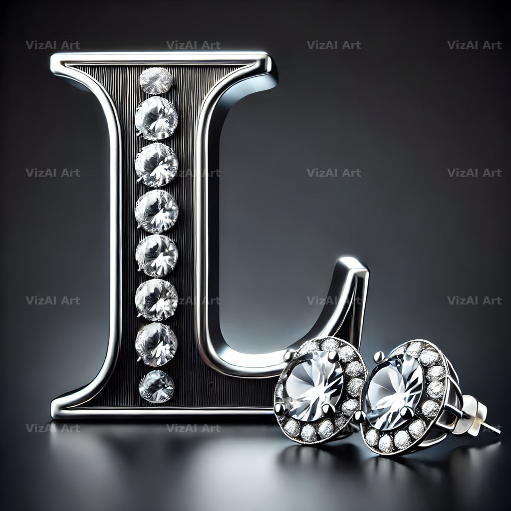 Silver Jewel Earring alphabet letter L