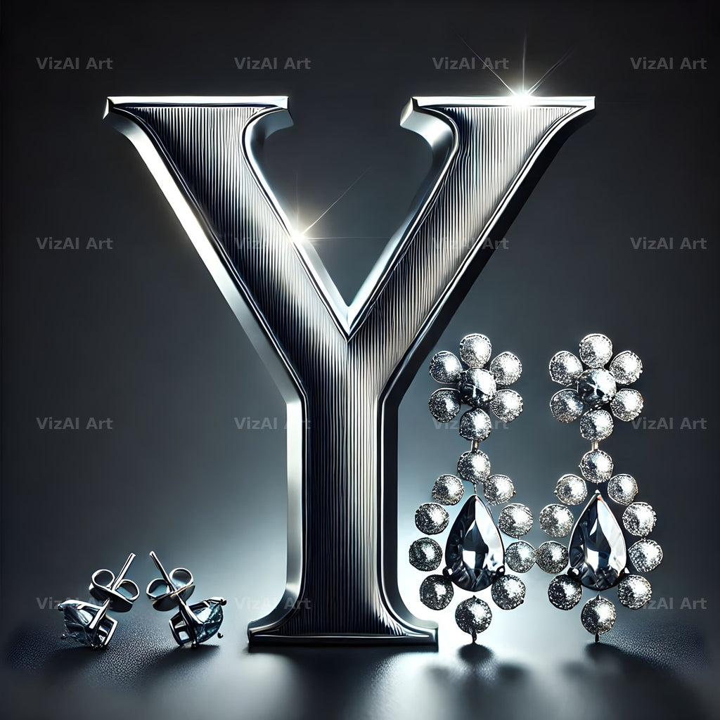 Silver Jewel Earring alphabet letter Y