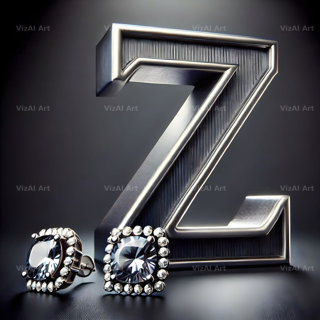 Silver Jewel Earring alphabet letter Z