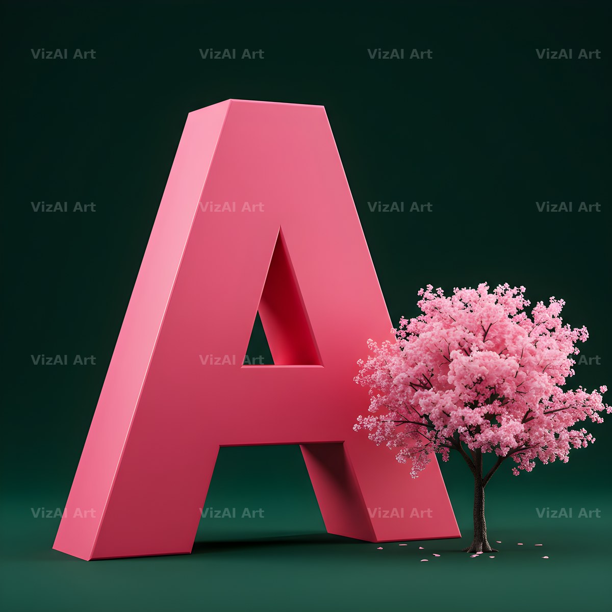 Sakura Blossom alphabet letter A
