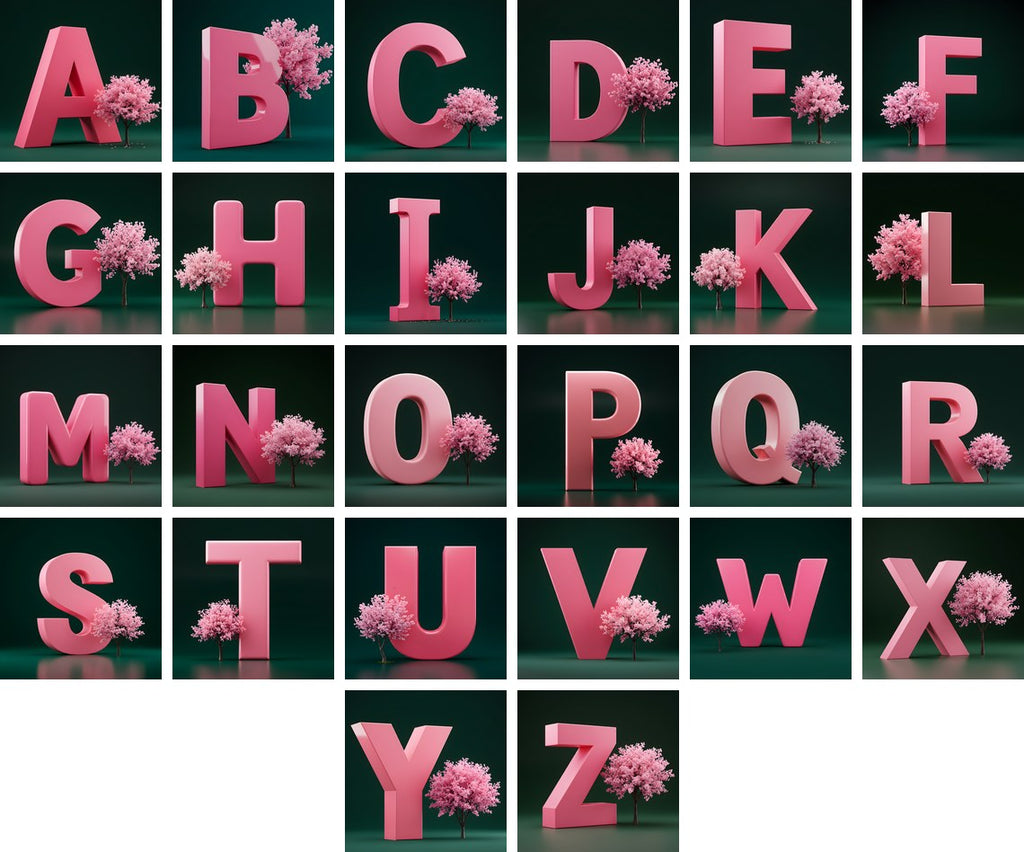 Sakura Blossom alphabet — all 26 letters