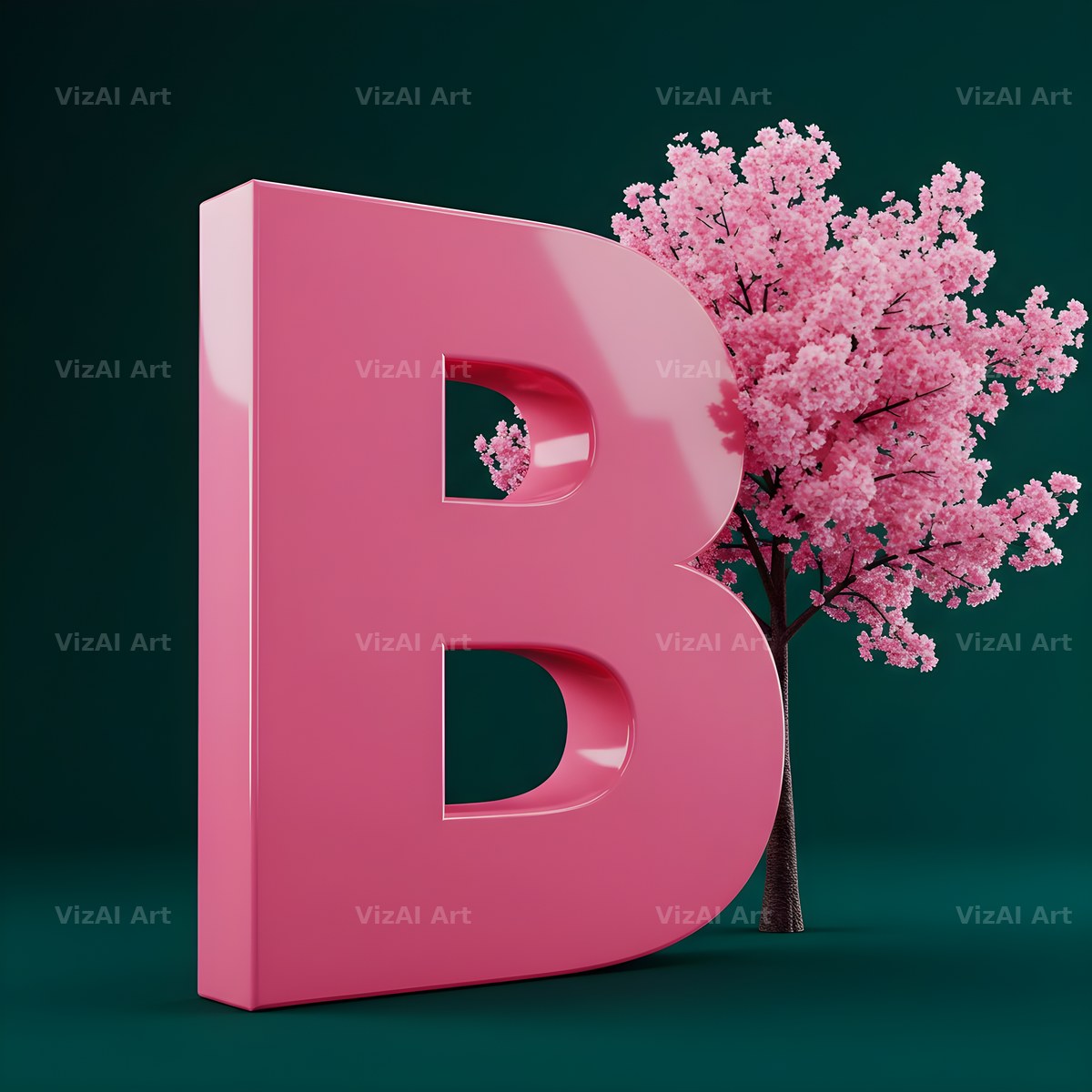 Sakura Blossom alphabet letter B