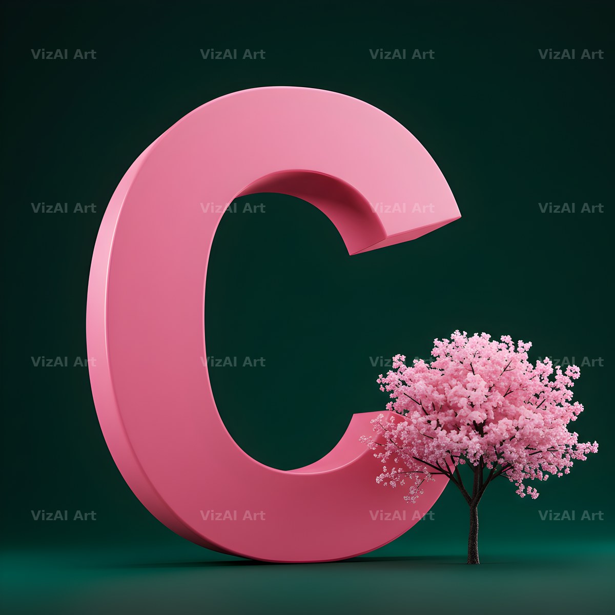 Sakura Blossom alphabet letter C
