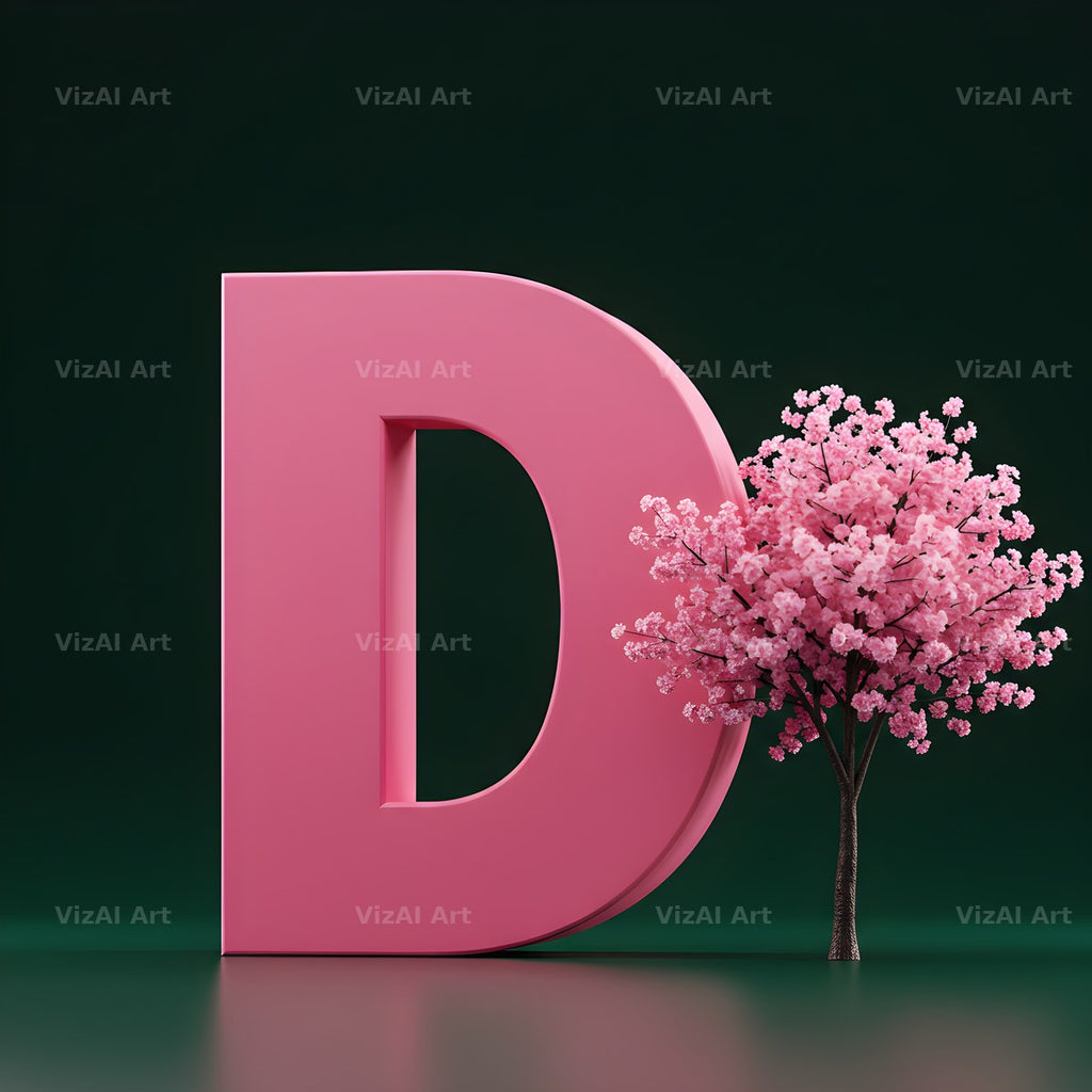 Sakura Blossom alphabet letter D