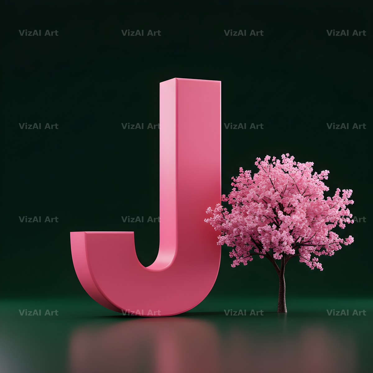 Sakura Blossom alphabet letter J
