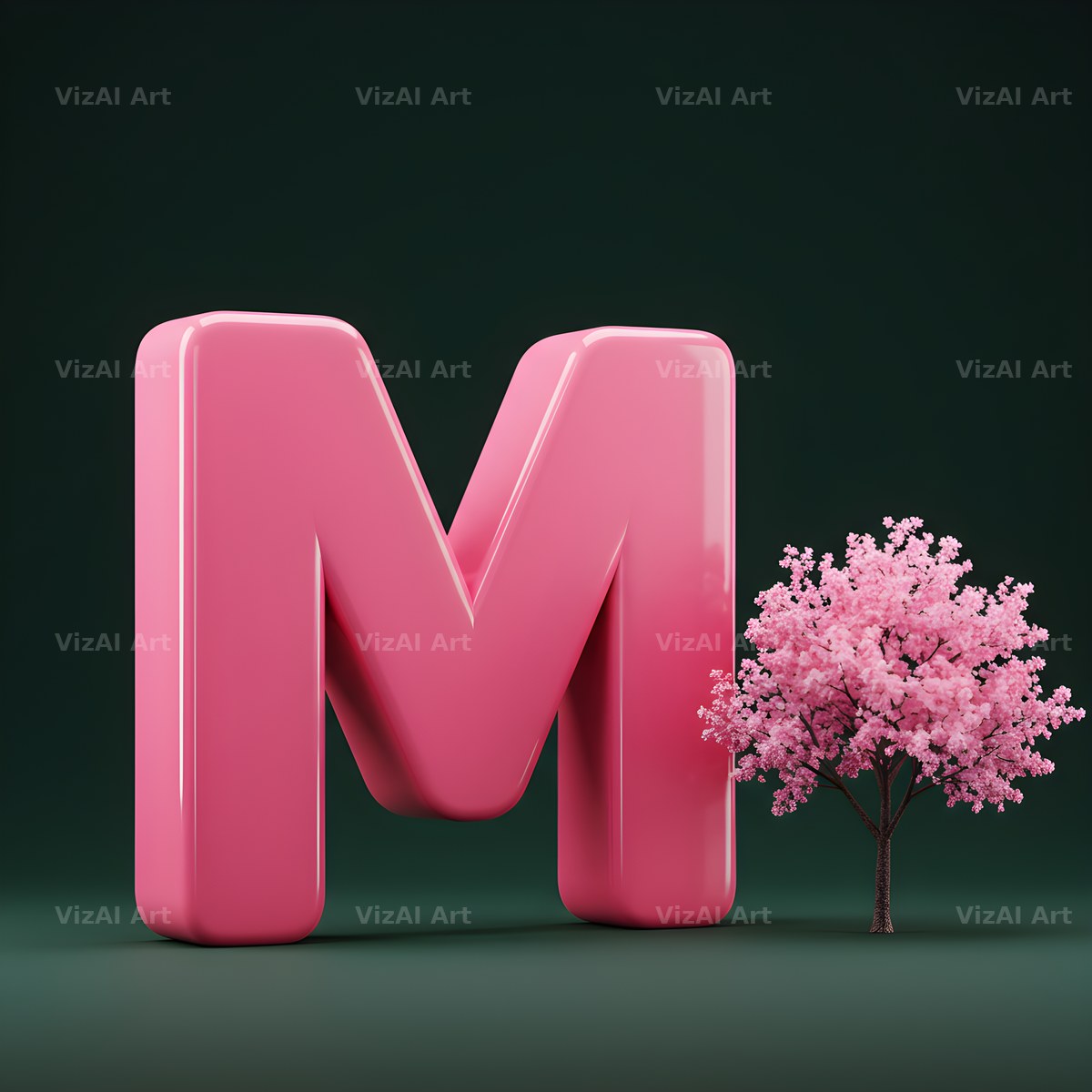 Sakura Blossom alphabet letter M