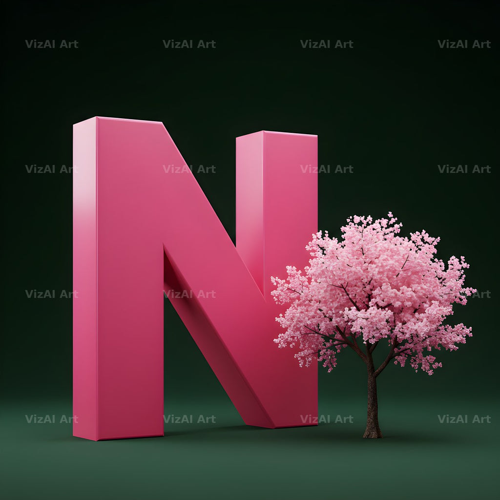 Sakura Blossom alphabet letter N