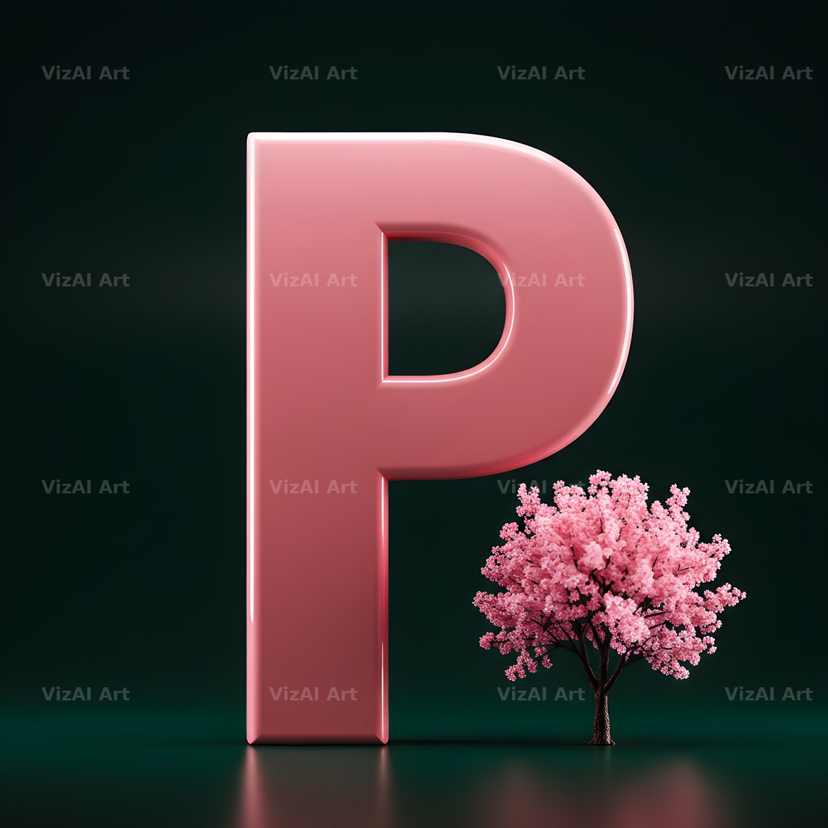 Sakura Blossom alphabet letter P
