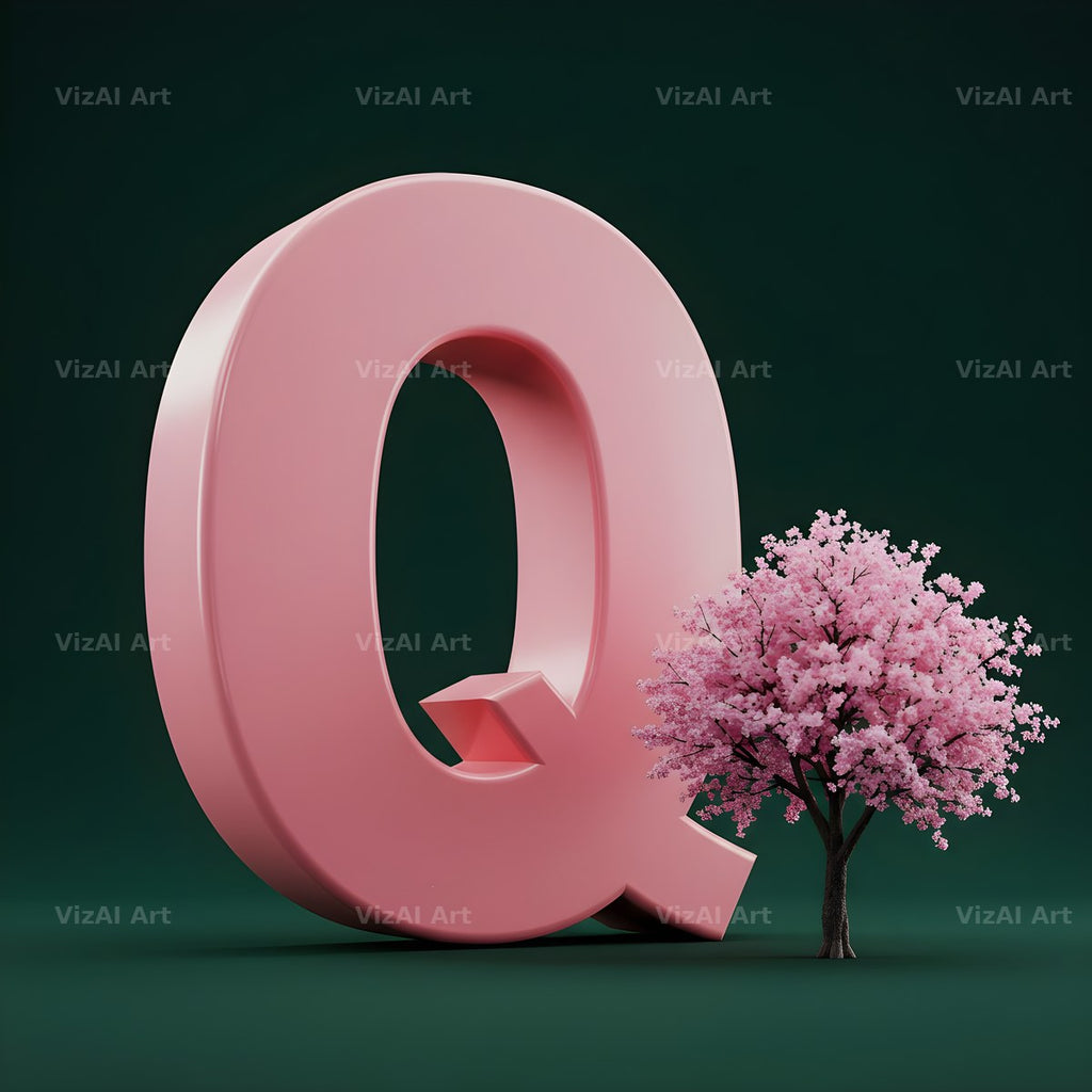 Sakura Blossom alphabet letter Q