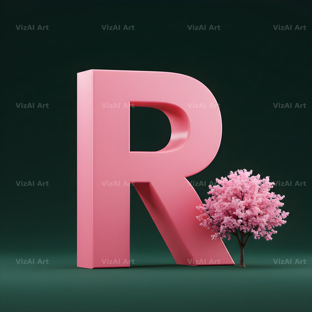 Sakura Blossom alphabet letter R