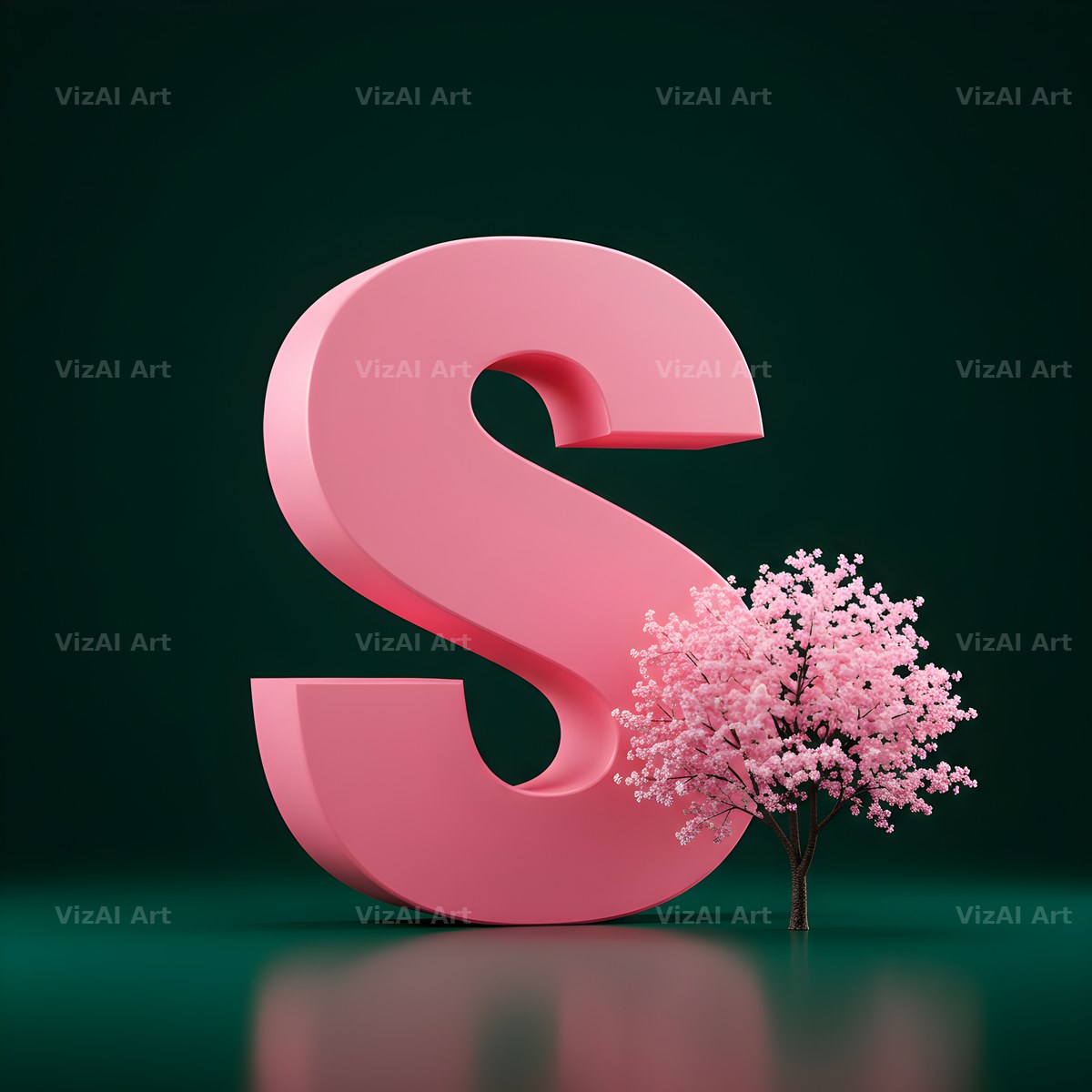 Sakura Blossom alphabet letter S