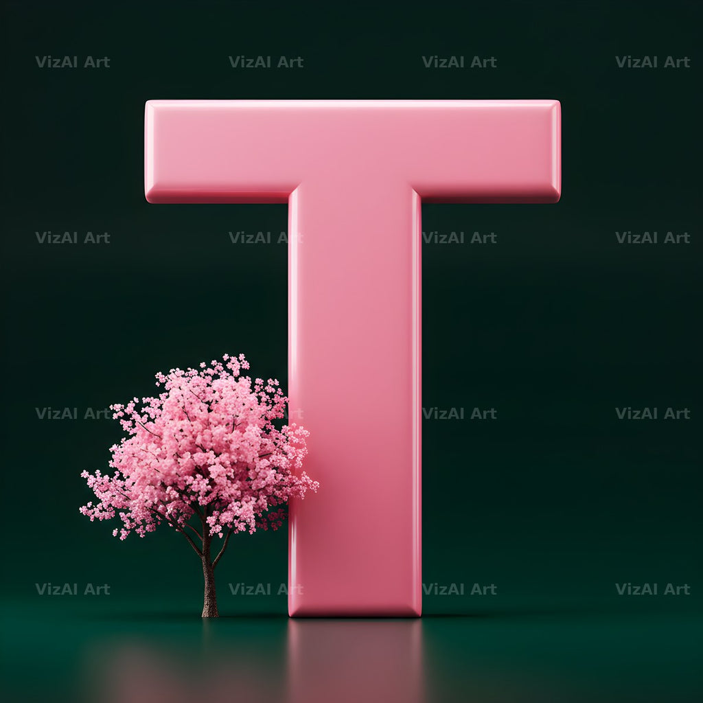 Sakura Blossom alphabet letter T