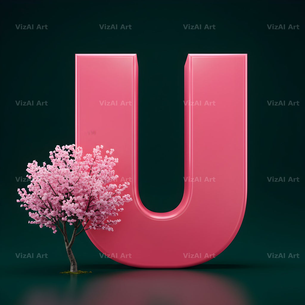 Sakura Blossom alphabet letter U