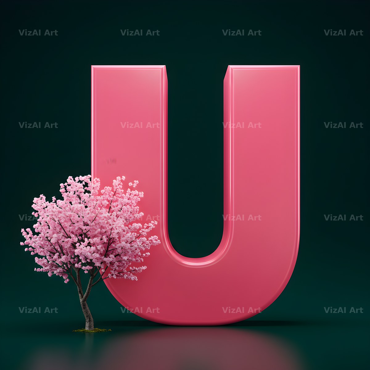 Sakura Blossom alphabet letter U