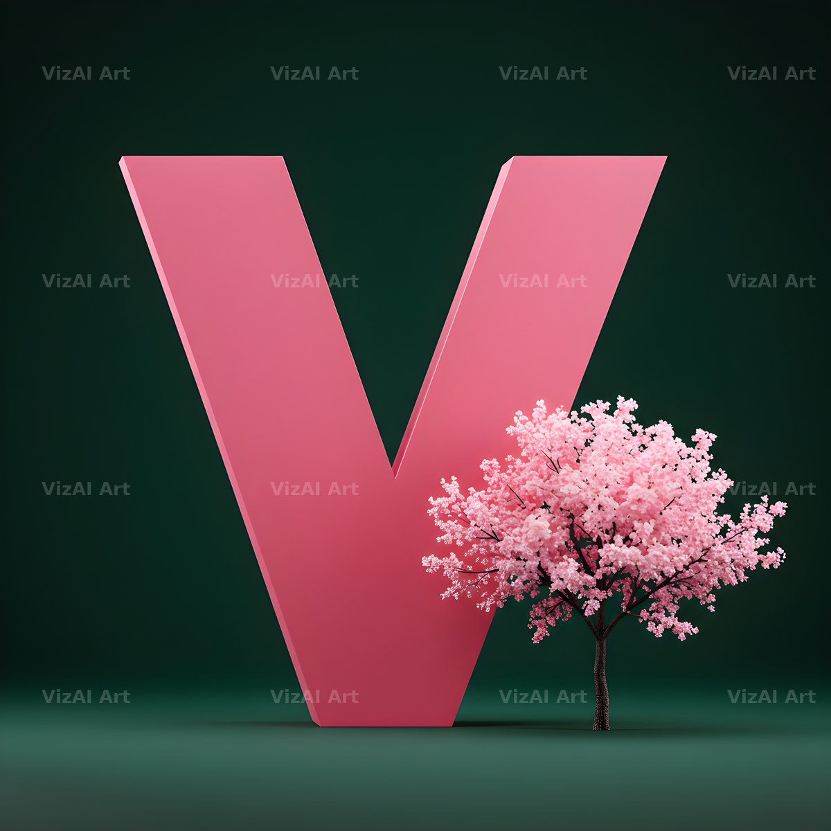 Sakura Blossom alphabet letter V