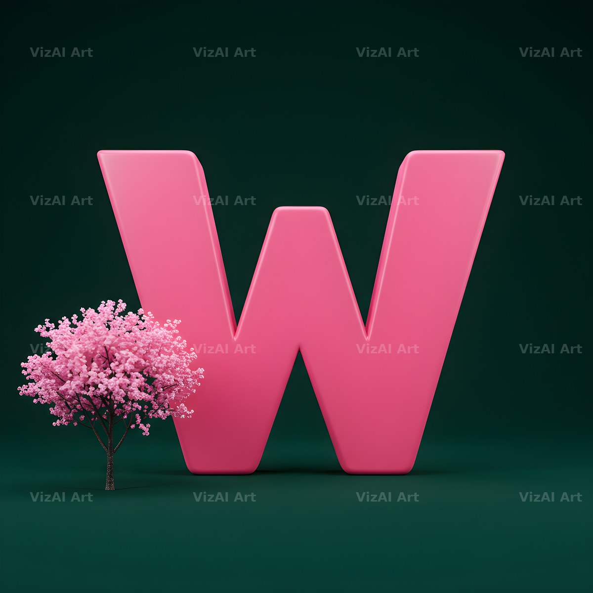 Sakura Blossom alphabet letter W