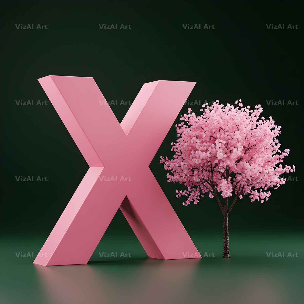 Sakura Blossom alphabet letter X