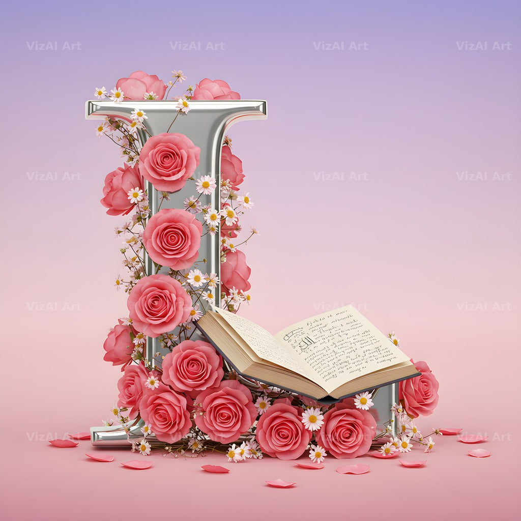 Silver Rose Script alphabet letter L
